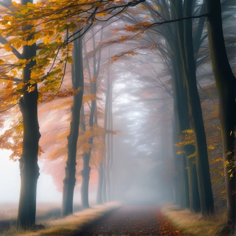 Misty Autumn Forest Path