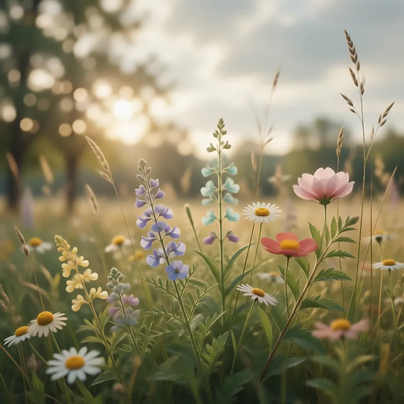 Wildflower Meadow at Sunset