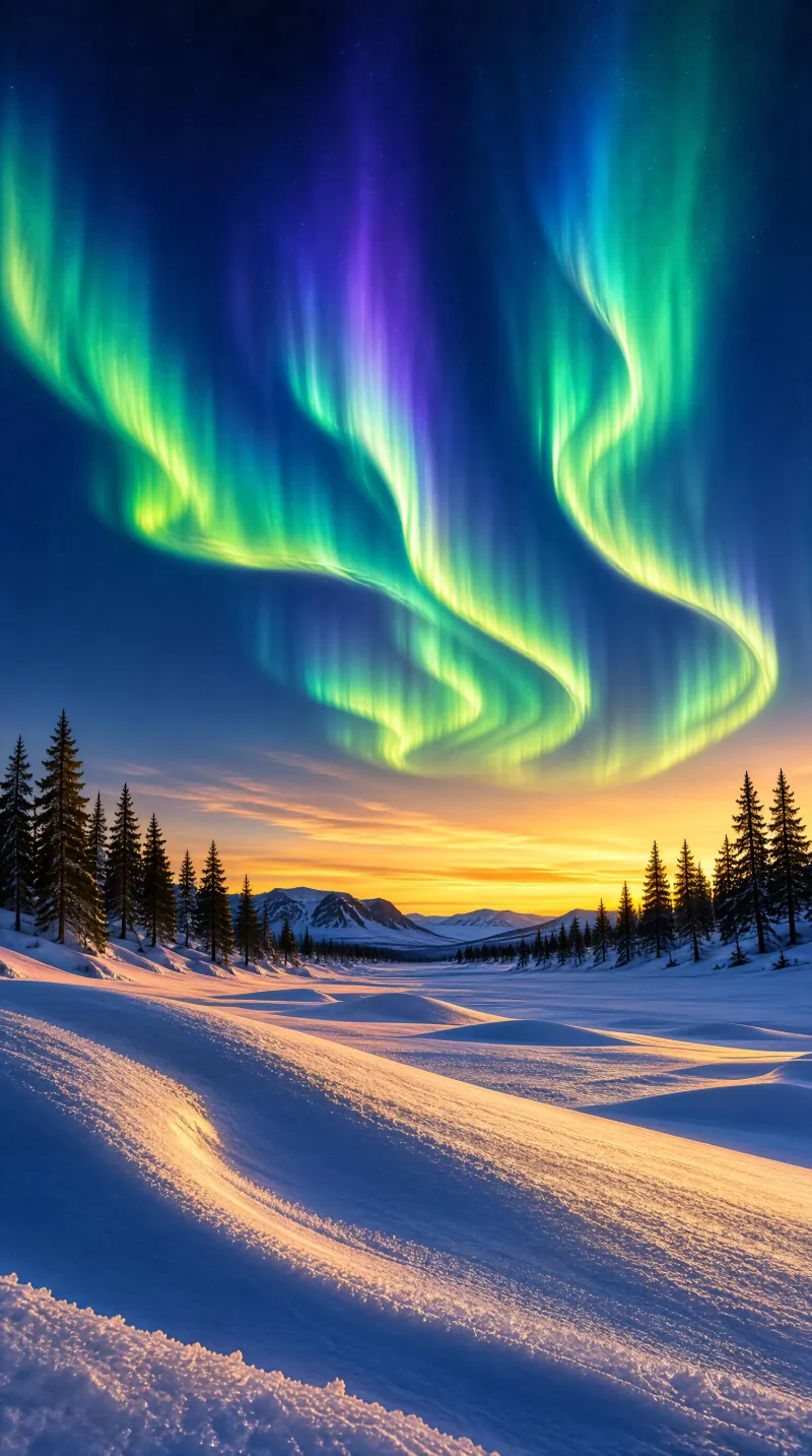 Aurora Over Snowy Wilderness
