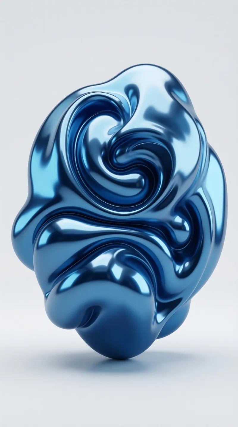 Liquid Chrome Blue Abstract Blob
