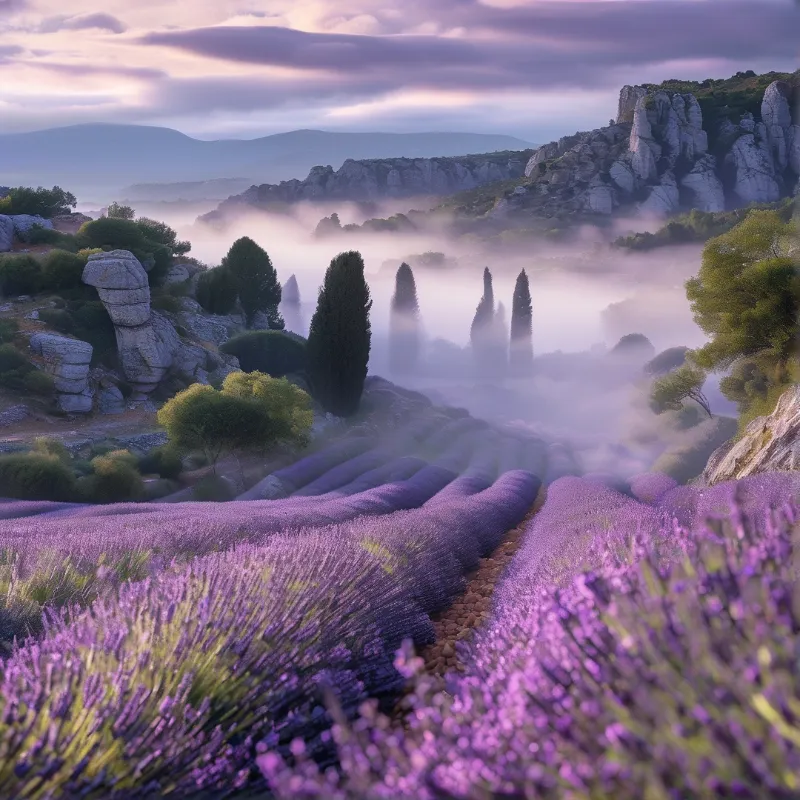 Misty Lavender Fields