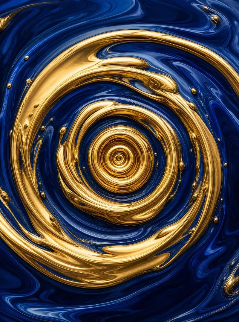 Gold and Blue Liquid Swirl