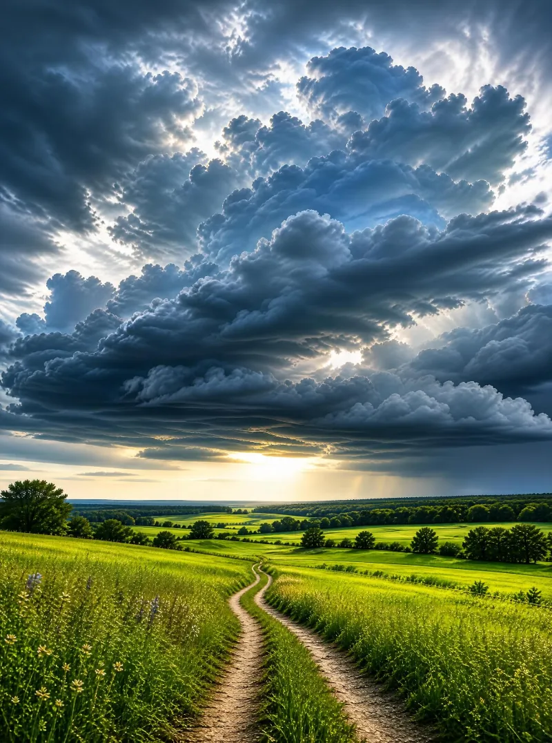 Dramatic Sunlit Landscape