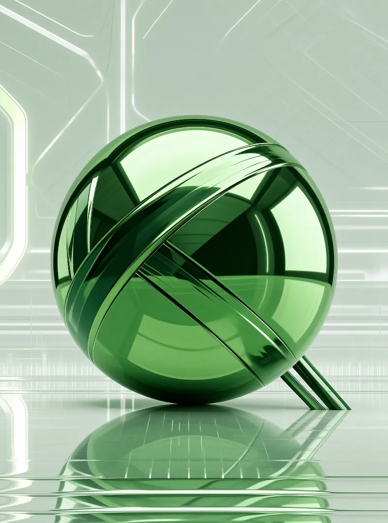 Chrome Sphere — Jade Ribbon Study