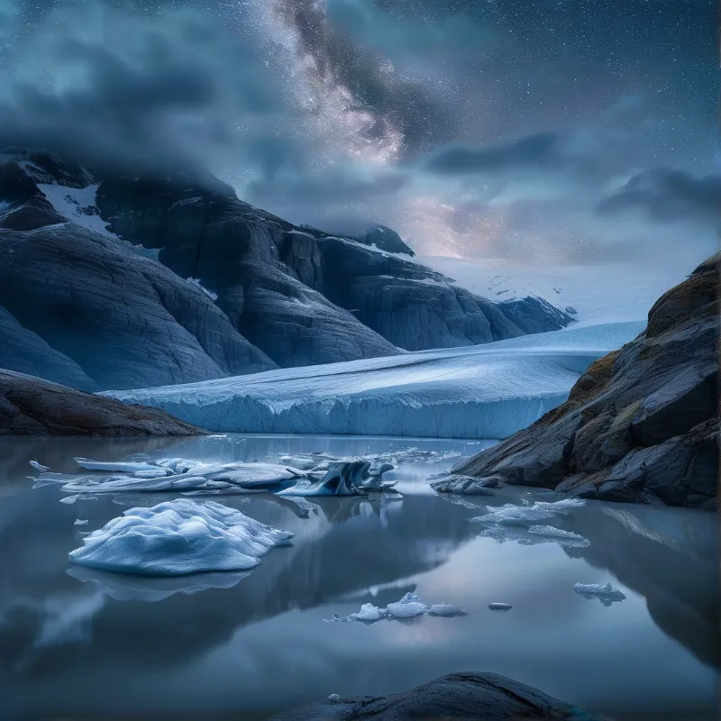 Glacier beneath the Milky Way