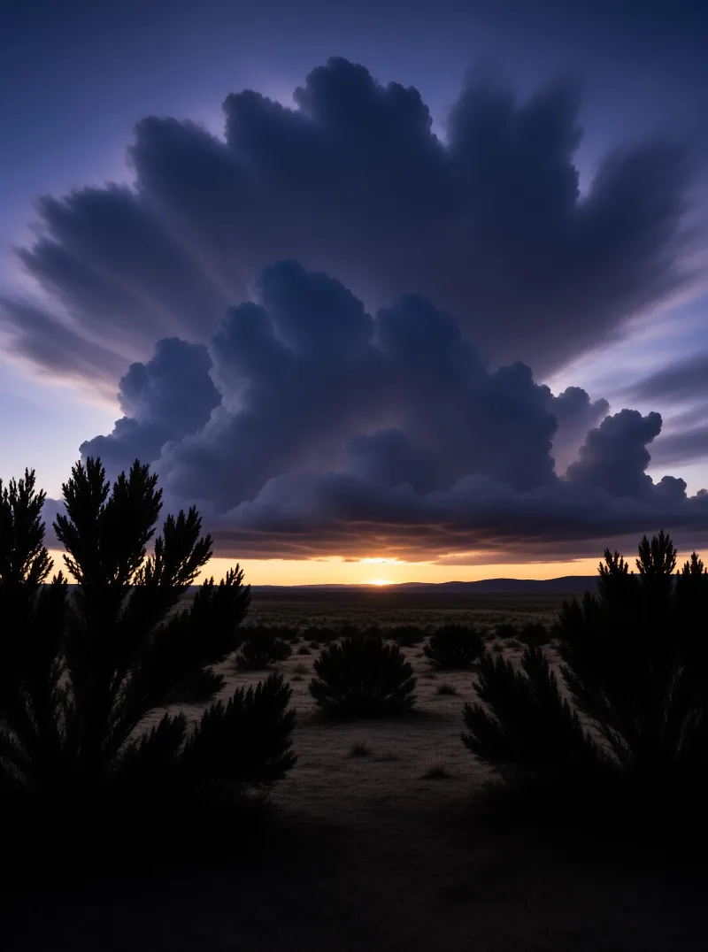 Dramatic Sunset Over Desert