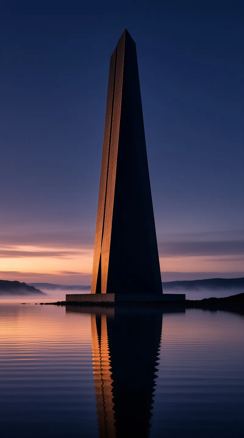 Monolithic Tower at Dusk