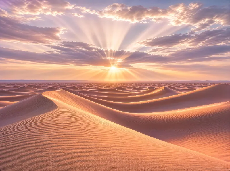 Sunlight Over Sand Dunes