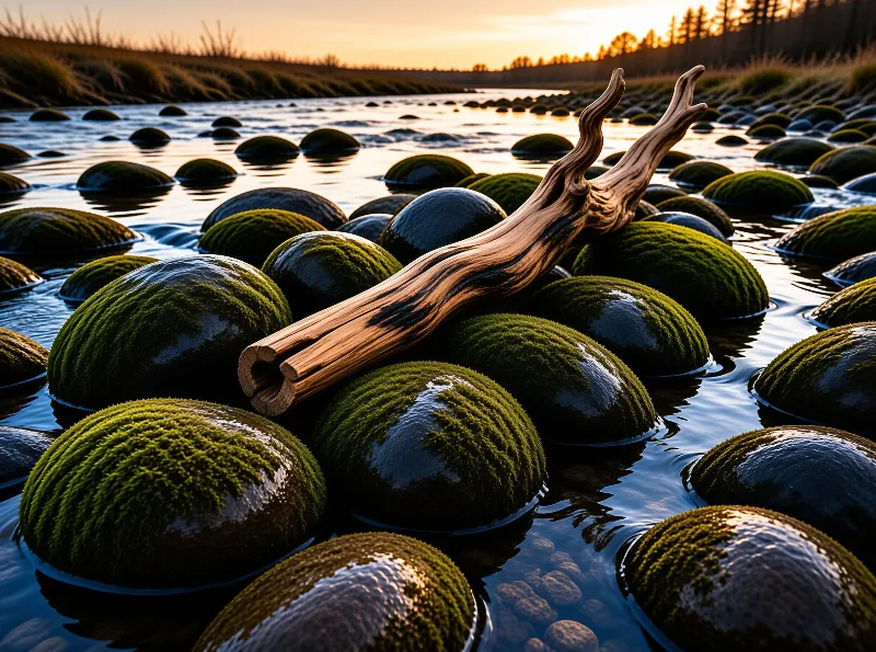 Mossy Stones and Driftwood