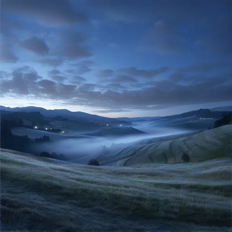 Misty Valley at Twilight