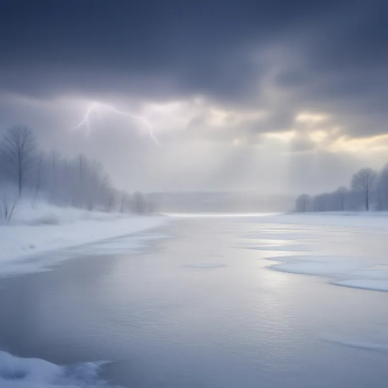 Frozen River Winter Storm