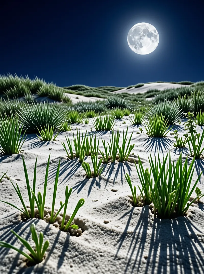 Full Moon Over Sand Dunes