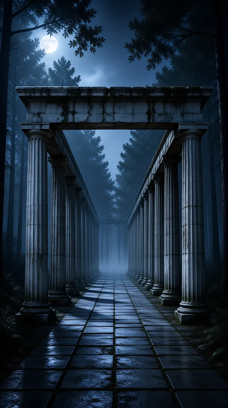 Moonlit Ancient Colonnade