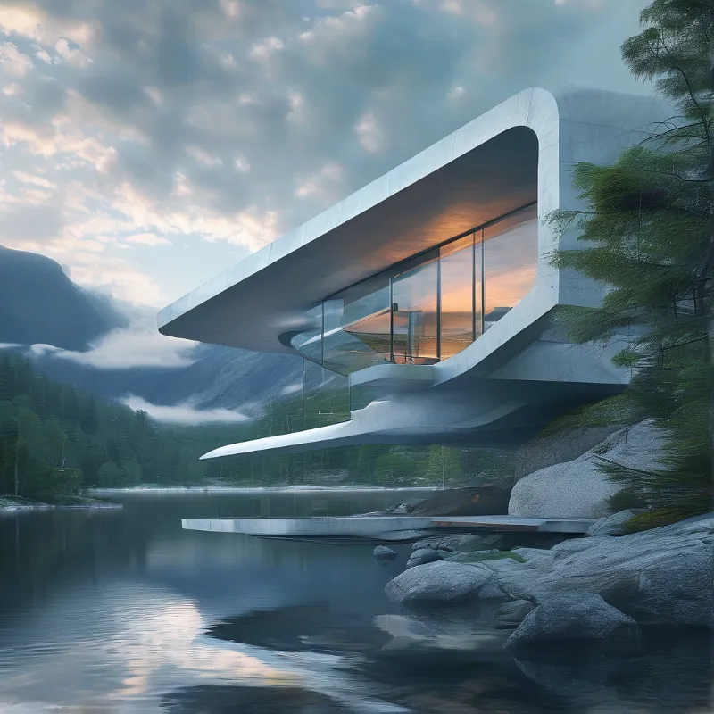 Futuristic Lake House