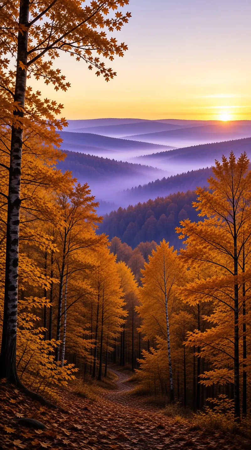 Autumn Forest at Sunset