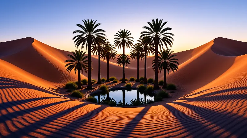 Desert Oasis at Sunset