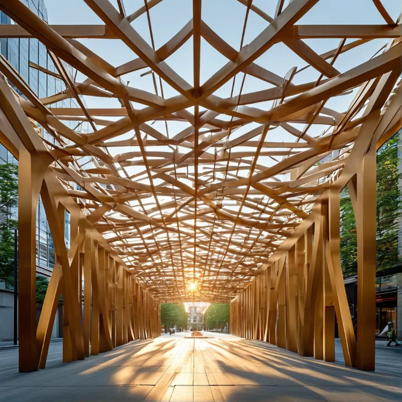 Wooden Lattice Corridor