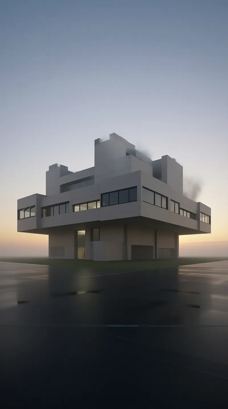 Minimalist White Villa in Mist