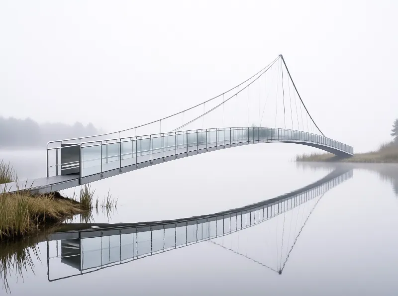 Misty Modern Pedestrian Bridge