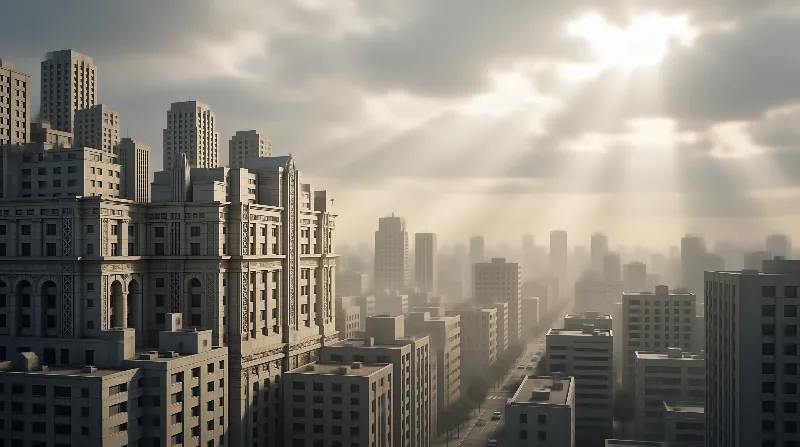 Hazy Sunlit Cityscape