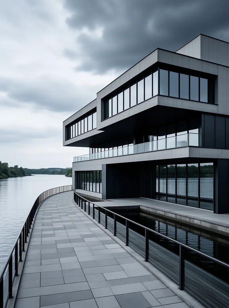 Riverside Pavilion in Overcast Light