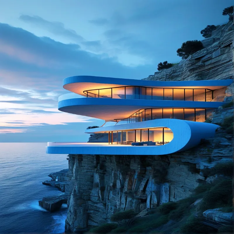 Futuristic Cliffside Residence
