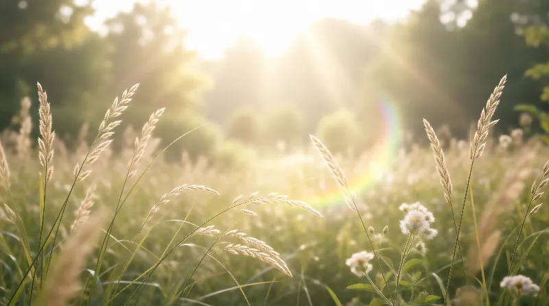 Sunlit Grass Field