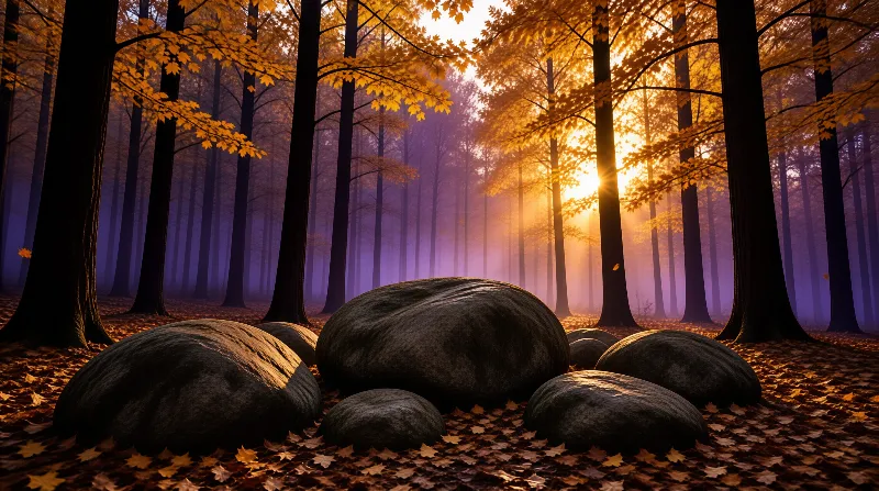 Sunlight in Autumn Woods