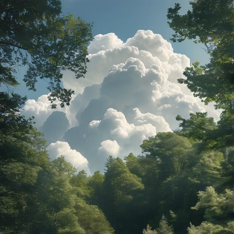 Towering Cumulus Over Forest