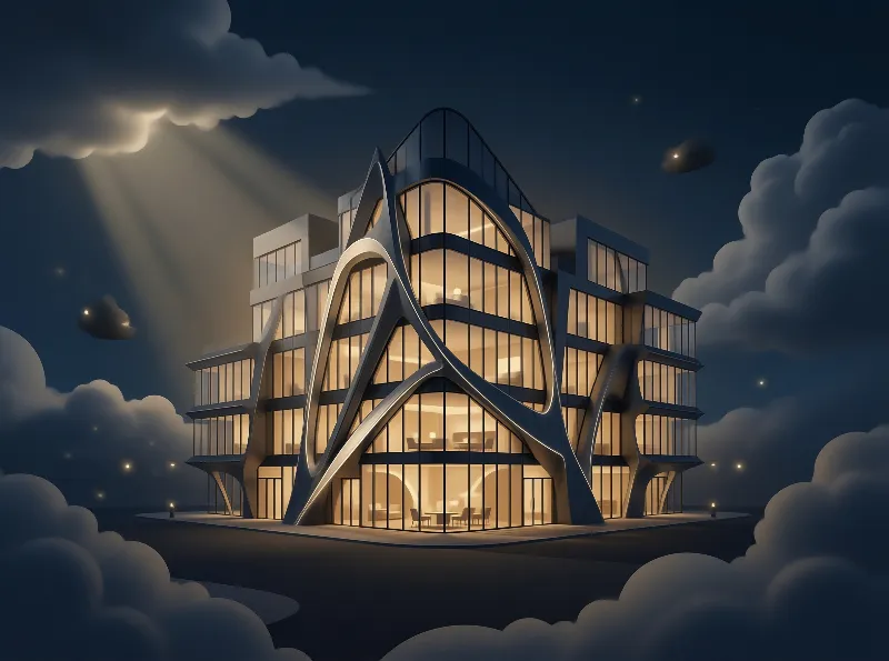 Modern Futuristic Building at Night