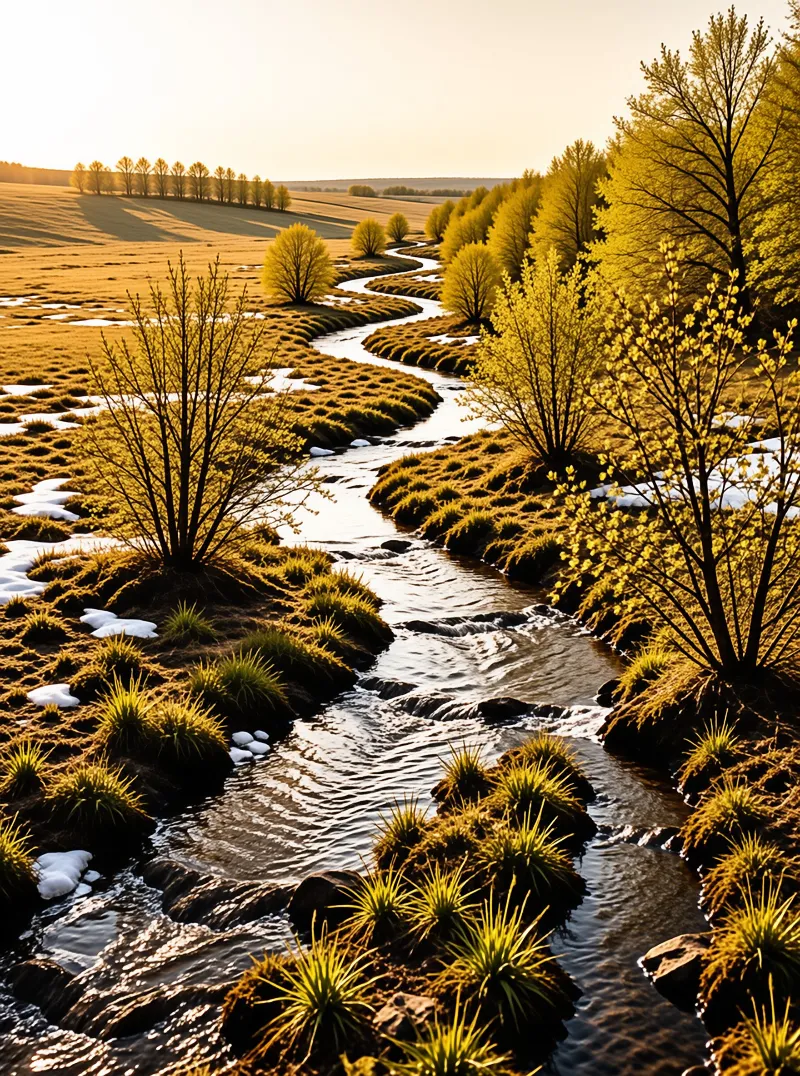 Winding Stream at Golden Hour