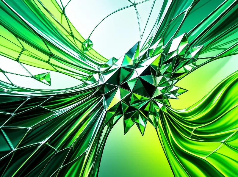 Green Geometric Crystal Burst