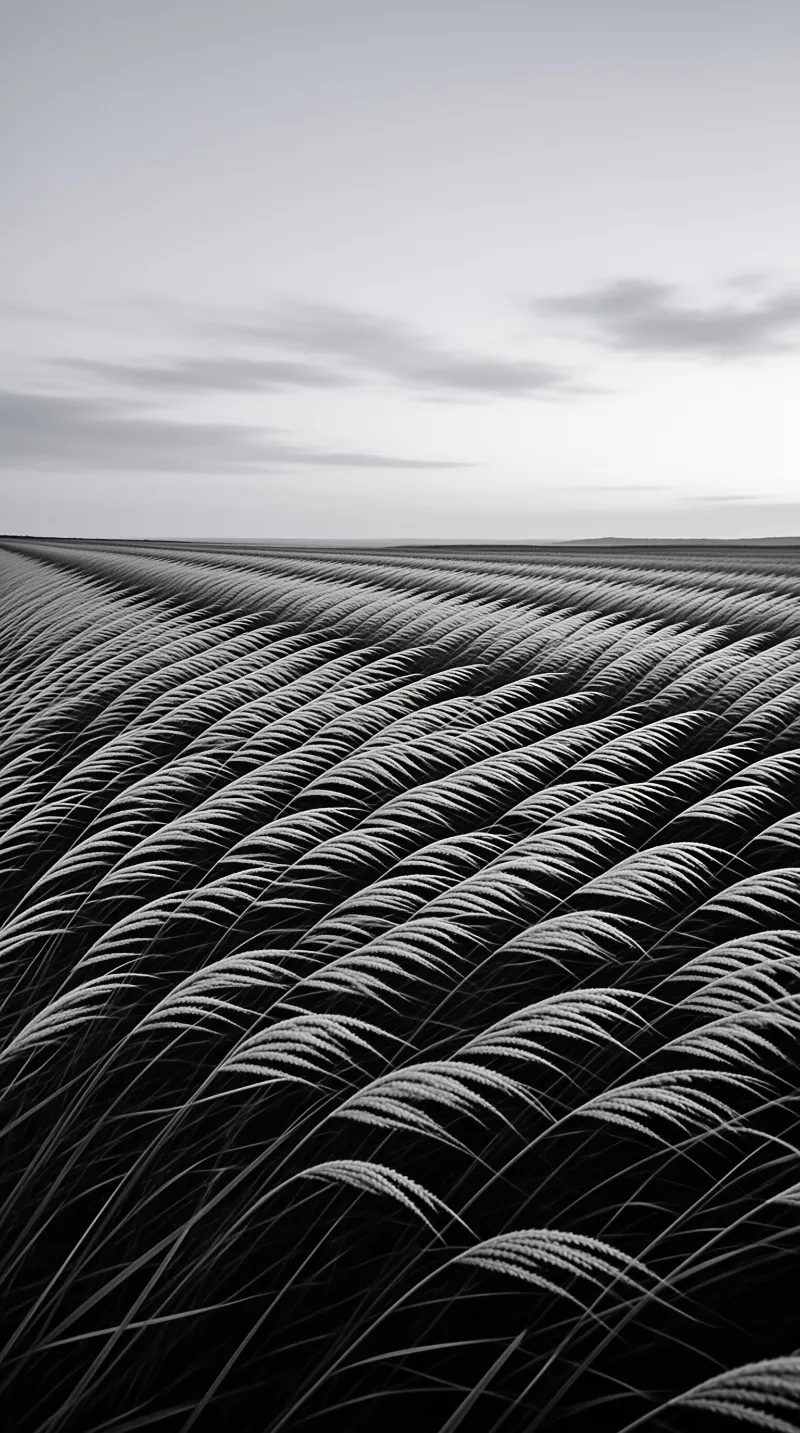 Black and White Wheat Field