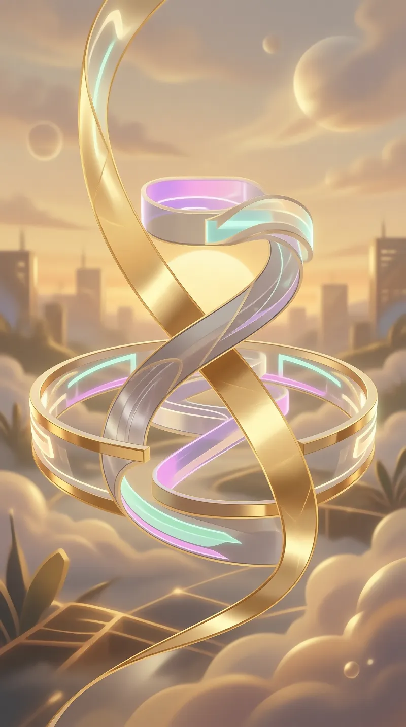 Golden Spiral Structure with Neon Accents