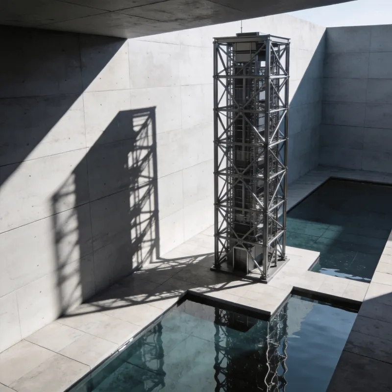 Tower with Steel Frame — Reflecting Pool