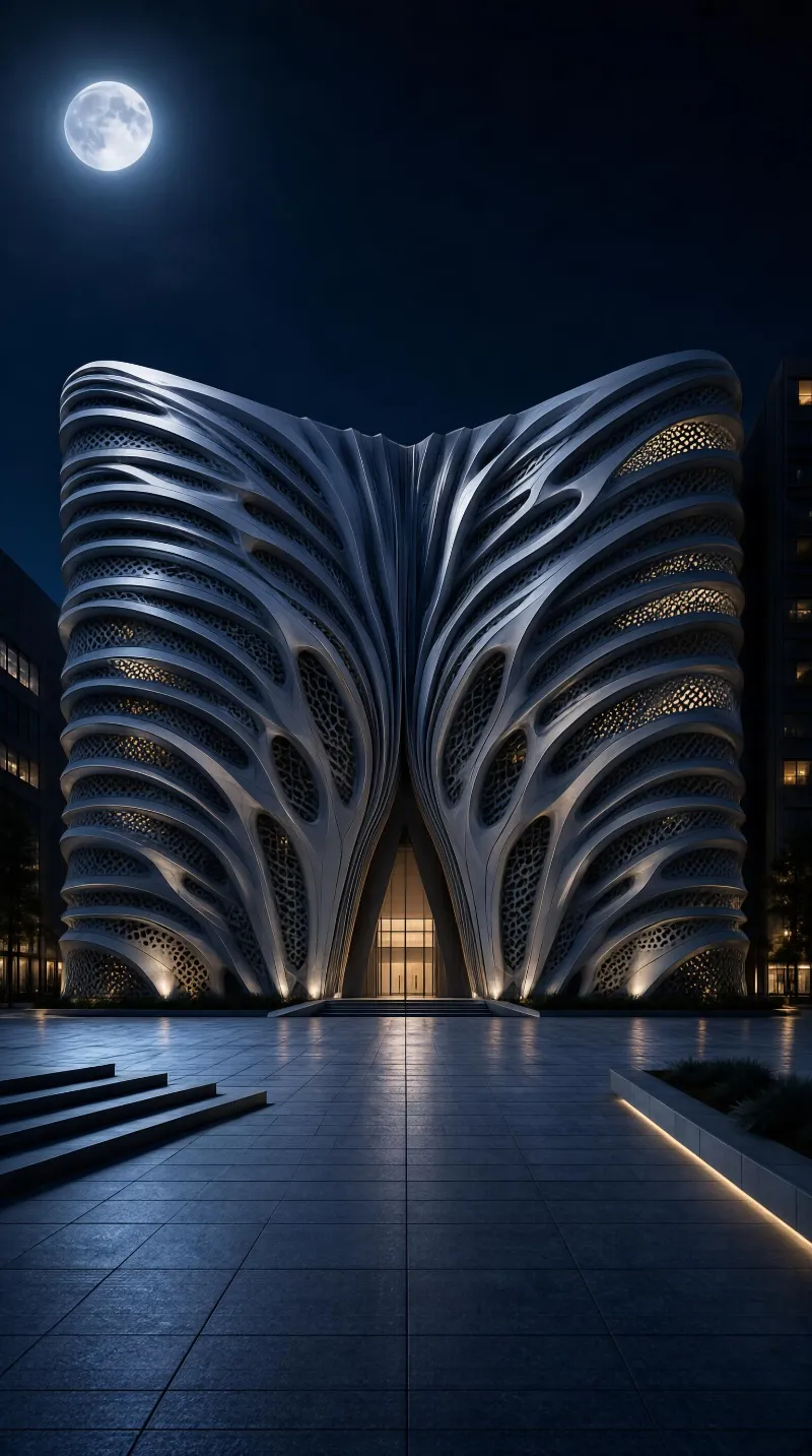Futuristic Building at Night
