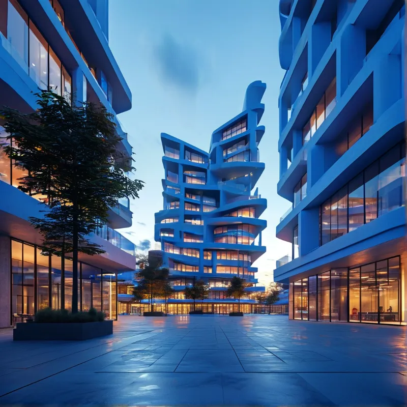 Futuristic Blue Architecture