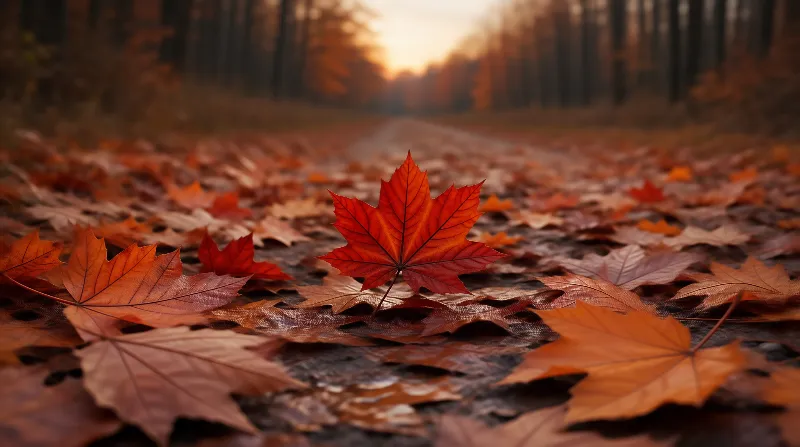 Autumn Leaves on Forest Path