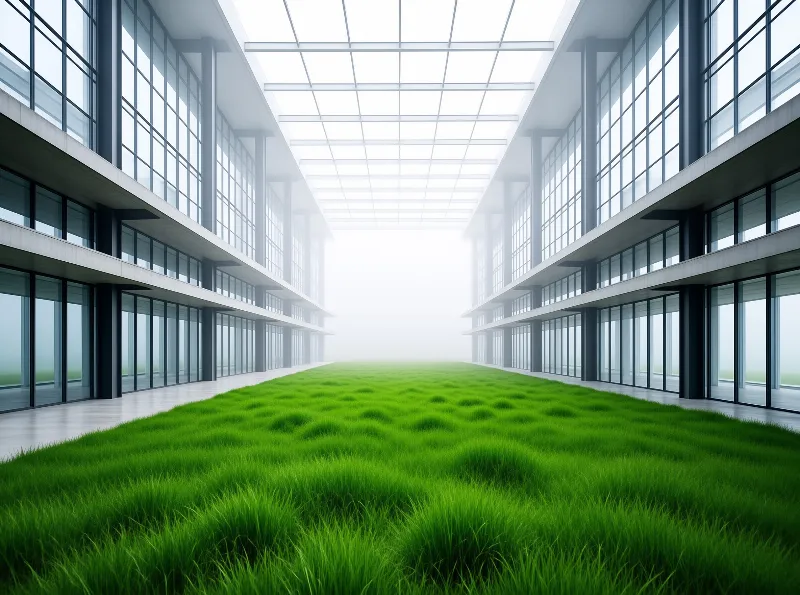 Modern Glass Hall with Grass