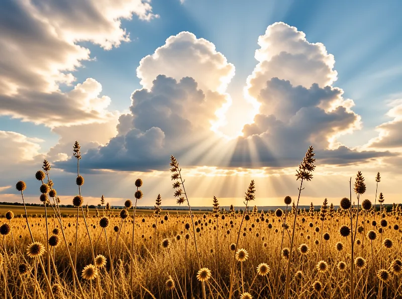 Golden Field with Sunbeams