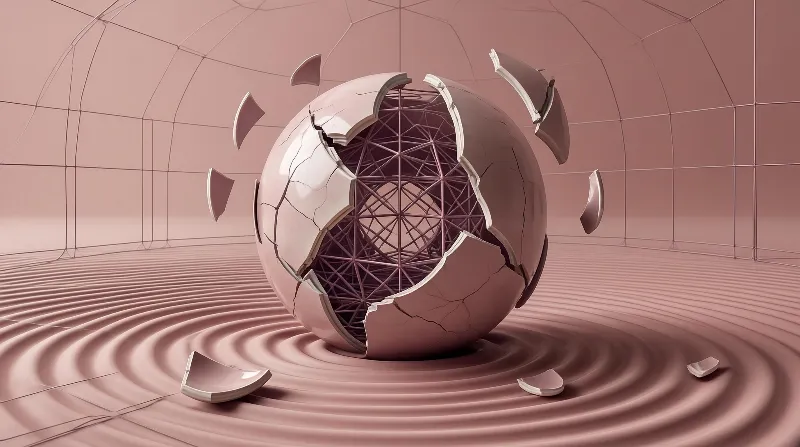 Cracked Sphere in Pink Room