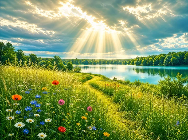 Sunlit Lake Path