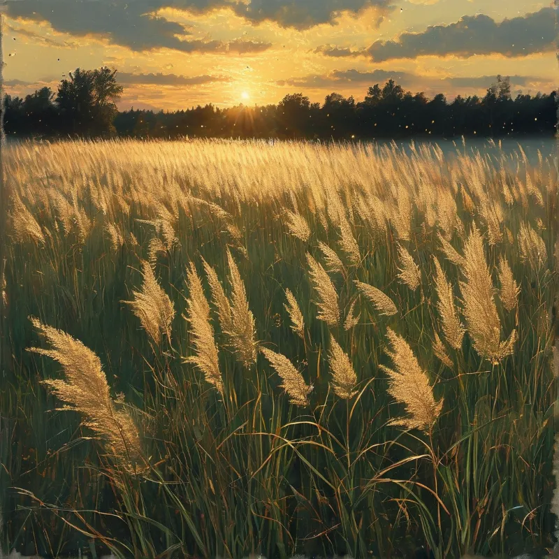 Golden Reeds at Sunset