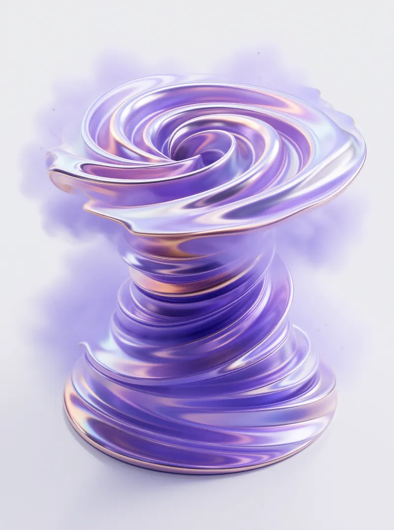 Iridescent Chrome Spiral — Pastel Vortex Study