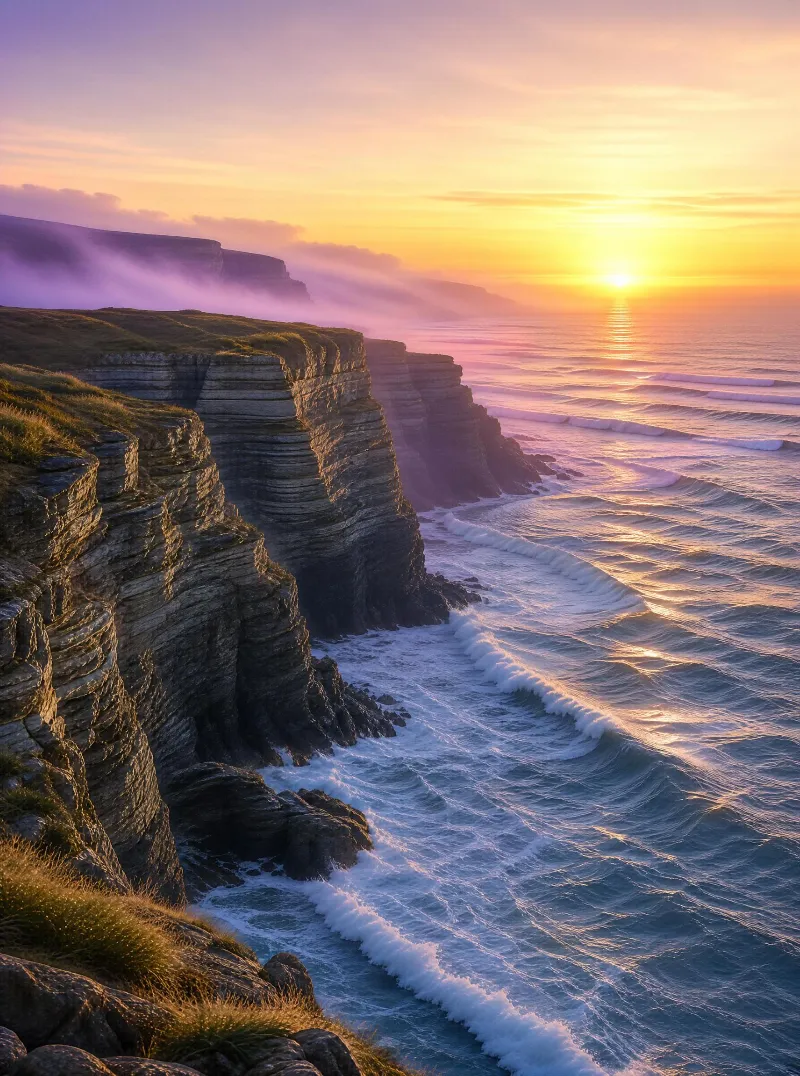 Coastal Cliffs at Sunset