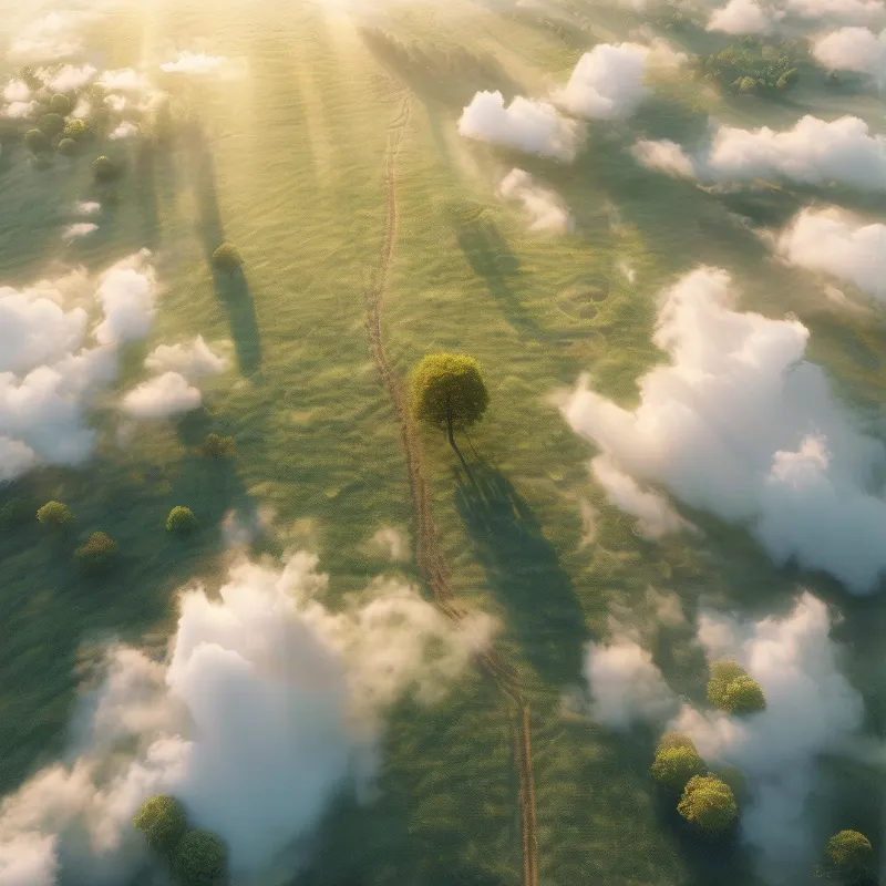 Surreal Misty Green Landscape