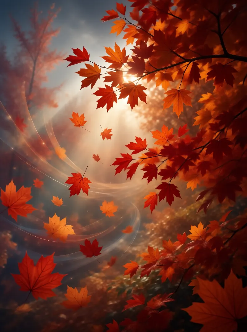 Autumn Maple Leaves in the Wind
