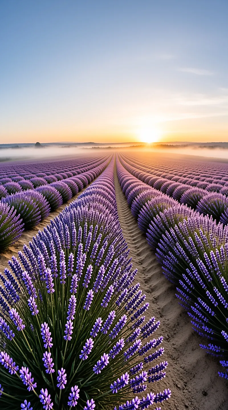 Sunrise Over Lavender Fields