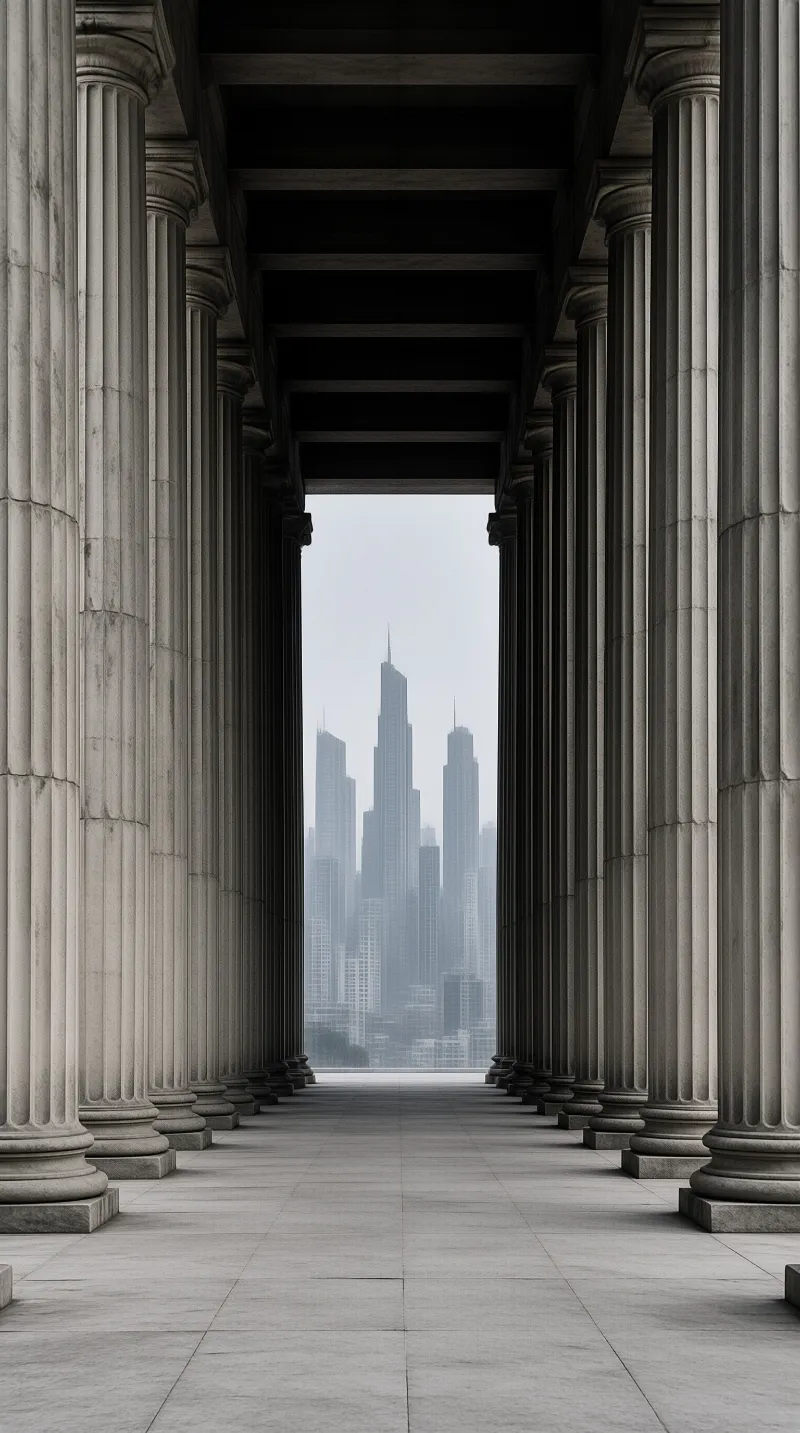 Colonnade View of Skyscrapers