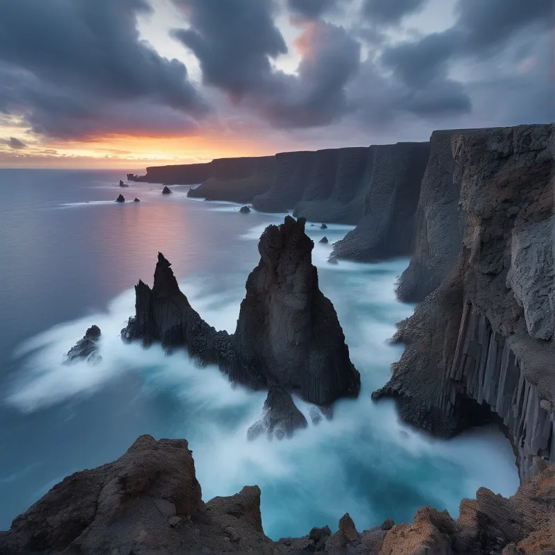 Dramatic Coastal Cliffs at Sunset